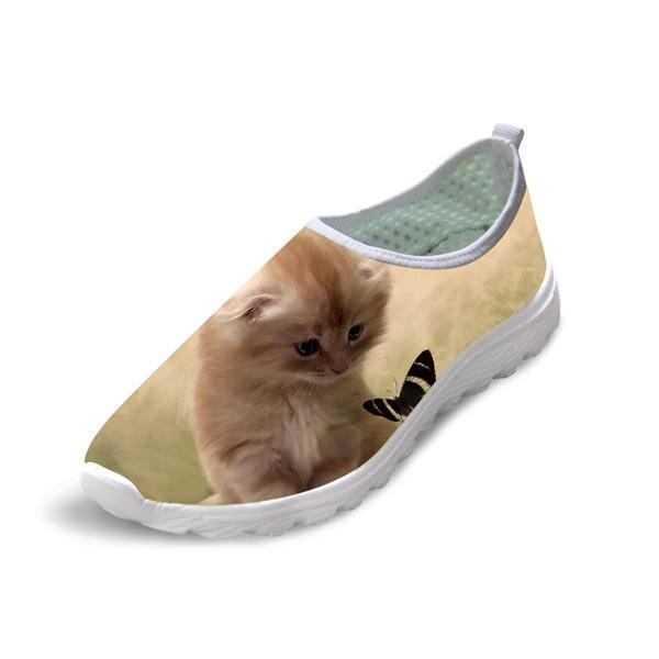 Kobiety Dorywczo Siatkowe Buty 3d Z Uroczym Kotem