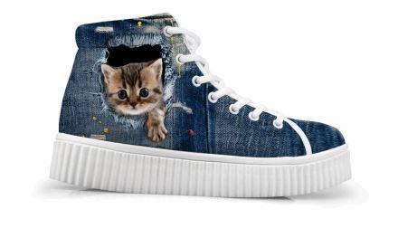 Pnącza W Stylu Vintage Śliczne Buty Z Nadrukiem Kota 3d